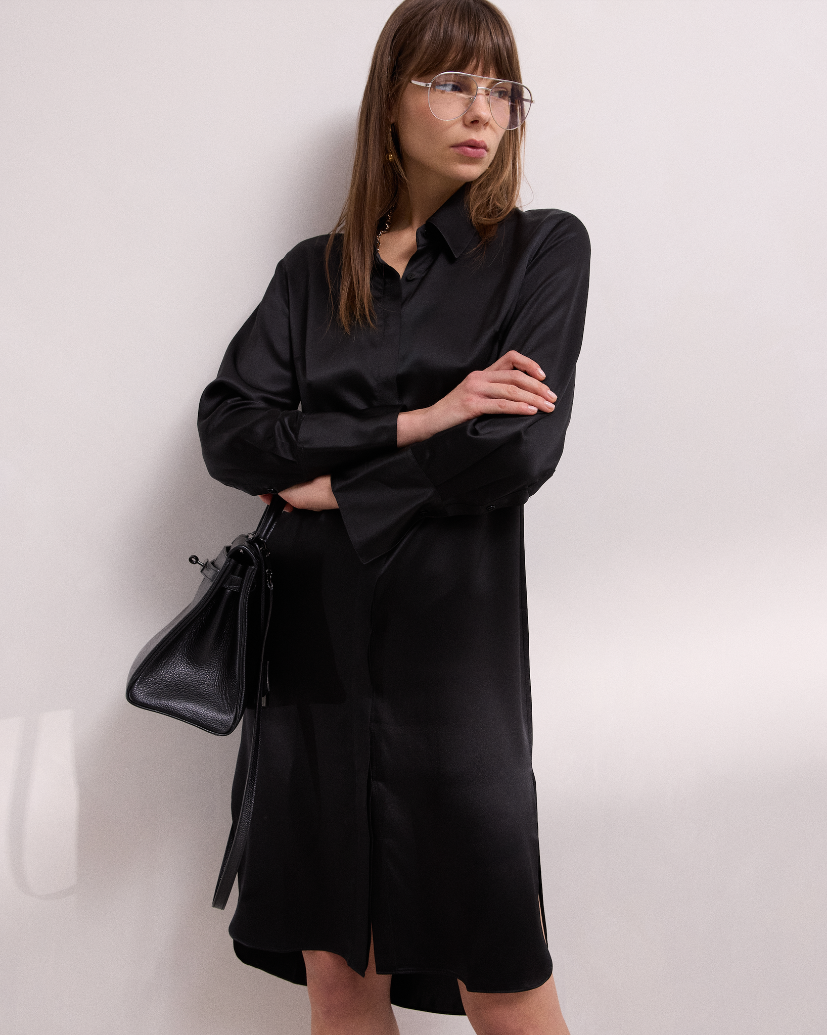 silk shirt dress uk Klement Silk Shirt Dress in Dusky Orchid