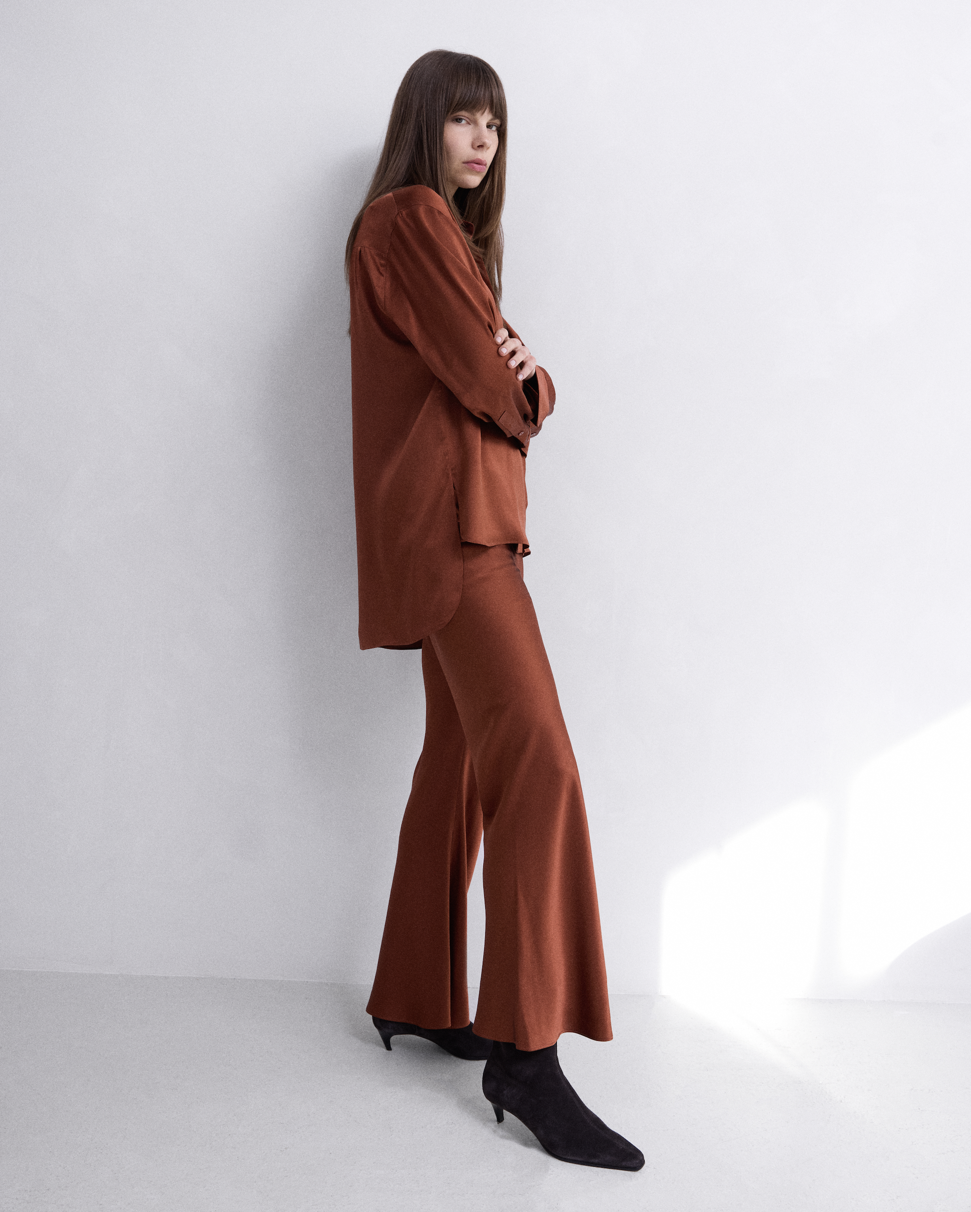 Elara Bias Cut Silk Trouser