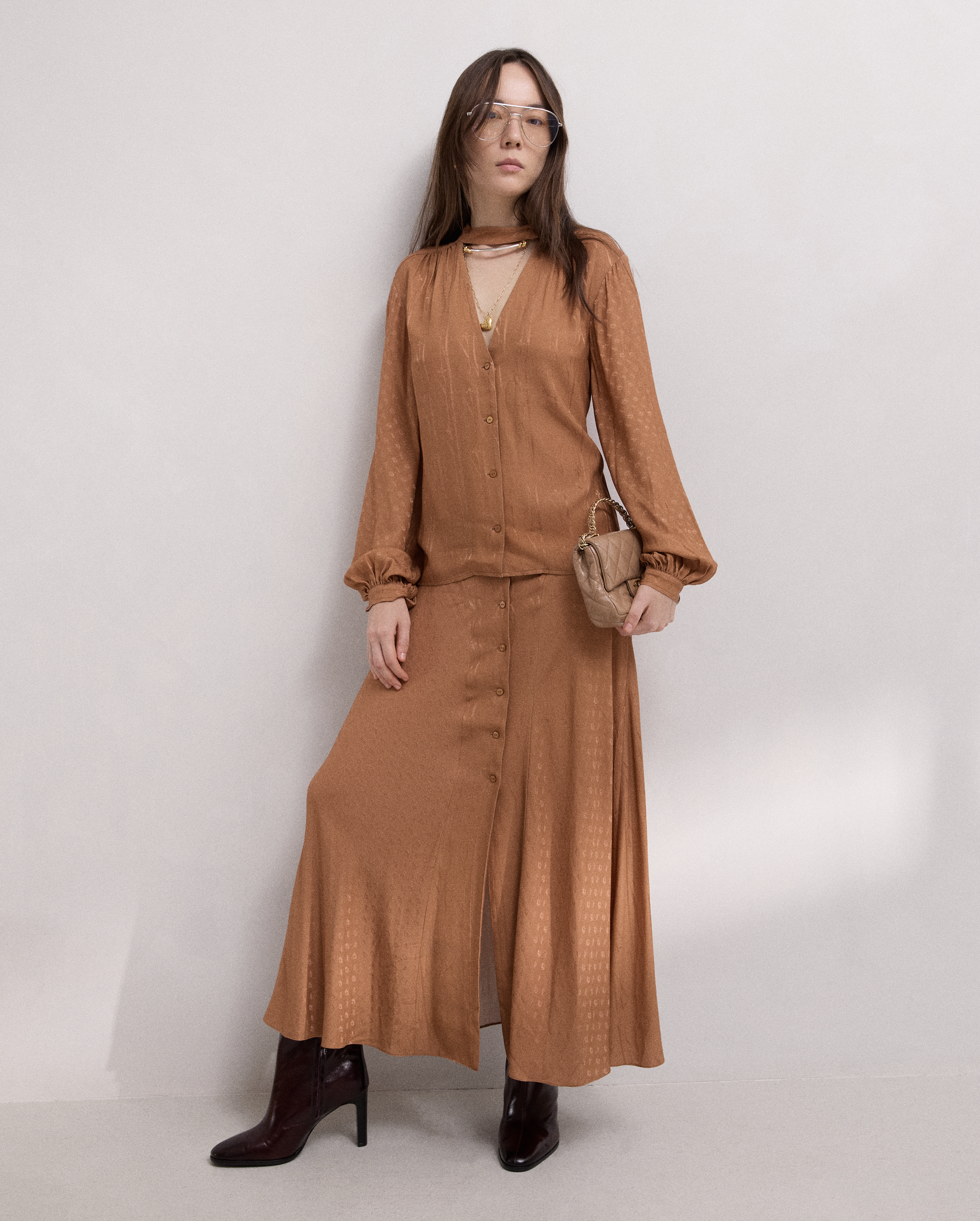 Devi Viscose Jacquard Blouse