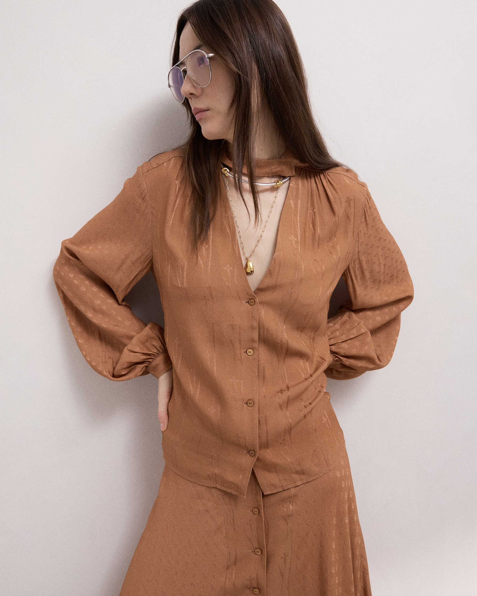 Devi Viscose Jacquard Blouse